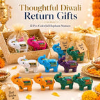 12 Pcs Indian Return Gift Bulk for Pooja, Colorful Elephant Statue - Image 4