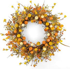 24 Inches Fall Wreath Fall Wreaths for Front Door Autumn Wreath by DIYFLORU