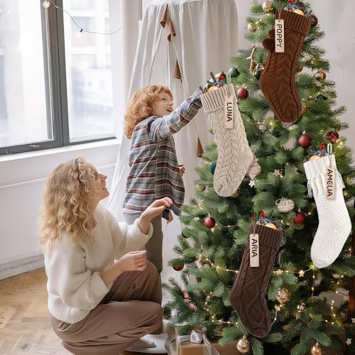 4 Pack 18 In Christmas Knit Hanging Stocking Xmas Home Decoration - Image 2