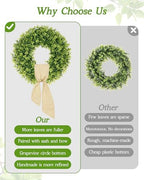 Vlorart 22 Inch Boxwood Wreaths for Front Door, UV-Resistant Green Decor - Image 2