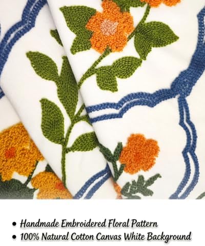 Alysheer Floral Embroidered Throw Pillow Cover 18"x18", 2pcs Orange Blue - Image 6