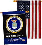 Air Force Proudly Family House Flag - Pack Armed Forces USAF United State American Military Veteran Retire Official USA Embroidery - Banner Small Garden Yard Gift Double-Sided Made In 28 X 40 by Breeze+Decor