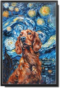 Metal Sign Tin Sign Vintage Wall Art Irish Setter Starry Night Setter Lively Setter in A Night Sky for Home Irish Pubs and Seasonal Displays Rustproof Aluminum 12×16 Inches with Metal Frame by YmyooForTinSign