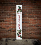 Season's Greetings Porch Board Welcome Sign for Front Door Porch Deck Patio or Wall - Indoor Outdoor Decorative Christmas Holiday Farmhouse Rustic Vertical Porch Decor - Image 2