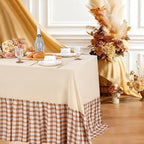 Fanqisi Brown Ruffle Table Cloth Fall Tablecloth - 80 x 120 Inch Polyester Tablecloths Rectangle Thanksgiving Table Cover for Birthday Wedding Picnic Christmas Party Decoration by Fanqisi