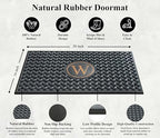 A1HC Natural Rubber Front Door Mat 24x39 inches, Monogrammed Doormat for Entryway, Heavy Duty Shoe Scraper Welcome Mat for Porch, Patio & Outside Entrance - Black - Image 3