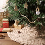 48 inch Christmas Tree Skirt: Chunky Knit Tree Skirt for 7.5ft Tree, Crochet Beige Tree Skirt, Vintage Tree Skirts, Rustic Farmhouse Christmas Decorations - Image 5