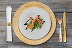 13 Inch Round Elegant Serve ware Charger Plates with Matching Napkin Rings, Wedding, Dinner party, Event - Choose from our Variety of Styles and Quantities (12, Cracked Gold) - Image 2