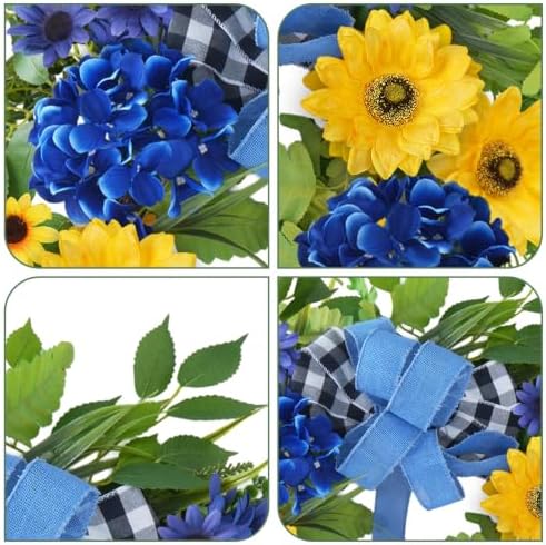 25.5 Inch Summer Wreaths for Front Door Artificial Sunflower Wreath - Image 4
