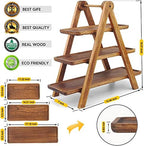 Manspdier Extra Large Wood 3 Tier Serving Tray Three Tiered Cupcake Stand, Rectangle Serving Platter Wooden Farmhouse Tiered Tray, Party Serving Brown Decorative Tray Decor - Image 4