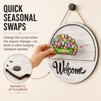 16-Piece Interchangeable Welcome Sign for Front Door, Wood Decor，2 - Image 3