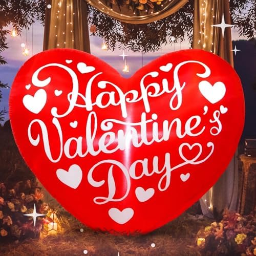 Valentines Inflatables Outdoor Decorations 5FT Long Love Heart Red Sweet Romantic Cute Blow up Yard Decoration LED Lights for Indoor Wedding Holiday Party Garden Lawn Décor by Kofero