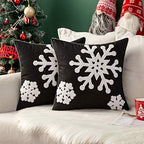 MIULEE Christmas Throw Pillow Covers Black Decorative Snowflake 20x20 by MIULEE