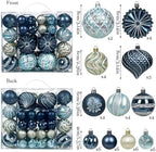 48 Pcs Christmas Balls Ornaments for Christmas Tree, Painted Shatterproof Plastic Decorative Baubles Hanging Ornaments for Xmas Tree Wreath Holiday Party Wedding Decoration, Dark Blue - Image 2