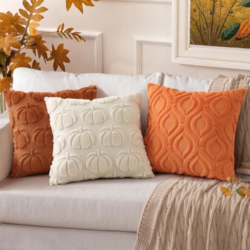 decorUhome Faux Fur Plush Soft Orange Throw Pillow Covers 24x24 Set of 2 - Image 6