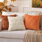 decorUhome Faux Fur Plush Soft Orange Throw Pillow Covers 26x26 Set of 2 - Image 6