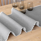 Over&Back 18x108 Woven Frayed Chambray Cotton Table Runner - Washable Table Runners for a Custom Home Decor Tablescape - Hand-Finished Frayed Edges - Coffee Table, Dinner Table, Living Room - Grey - Image 6