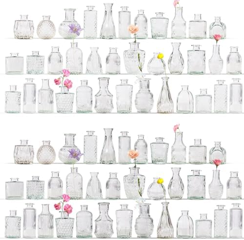 72 Pcs Bud Vase Set, Vases for Centerpieces, Cute Glass Bud Vases in Bulk, Small Vases for Flowers, Clear Vase Set for Wedding Decorations, Home Table Flower Décor by Yabool