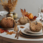 Wesiti 3 Pcs Rattan Pumpkin Decor with Tassel Beads Neutral Fall Decor - Image 6