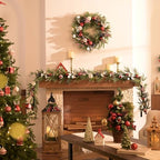 Valery Madelyn 6 Ft Christmas Garland with Lights for Mantle Red White - Image 2