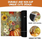Fall Thanksgiving Pumpkin Kitchen Rugs Set of 2, Hello Pumpkins and Sunflowers Thankful Farmhouse Floor Mats and Rugs Non Skid Washable for Kitchen Home Decor (17"x47"+17"x30") - Image 7