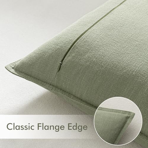 EMEMA Euro Sham Decorative Linen Throw Pillow Covers 26x26 Inch Grass Green - Image 5