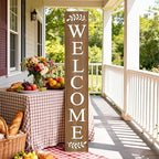 Farmhouse Wooden Welcome Sign Stand for Front Door, 47" Large Welcome Sign for Front Porch, Rustic Vertical Tall Porch Leaner Decor for Outdoor Patio Garden by CPCDACSK