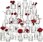 32 PCS Assorted Vintage Bud Vases, Colorful Glass Small Vases Bulk, for Centerpieces, Wedding Table Decor, Home Decorations & Gifts (Clear Series) by Unknown