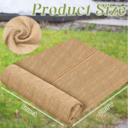 Buryeah 1 Pack 60 Inch X 200 ft Burlap Fabrics Roll Natural Jute Garden - Image 2