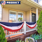 2 Pack American Flag Bunting Banner 2x20 Ft Patriotic Decorations – Red White Blue Stripe USA Banner for 4th of July Outdoor Porch Fence Garden Memorial Day Veterans Day Decor - Image 4