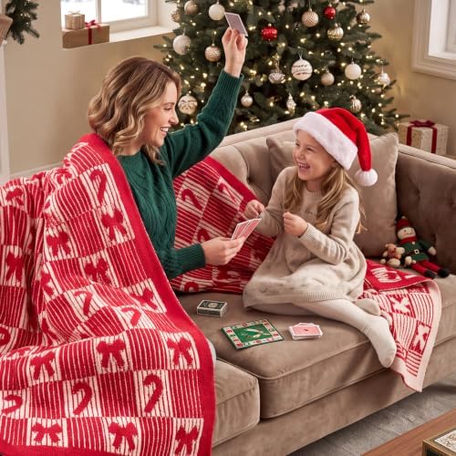 Snuggle Sac Candy Cane Christmas Throw Blanket, Ultra Soft Cozy Decorative Checked Throw Blanket for Couch, Sofa and Bed for Christmas,(Red,50x60 inches,) - Image 4