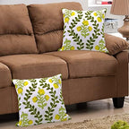 Alysheer Embroidered Decorative Throw Pillow Cover 18"x 18" Set of 2 Yellow - Image 2
