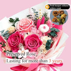 Preserved Flowers Bouquet, Pink Roses Forever Flowers for Delivery - Image 4
