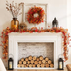 6 Pack Artificial Fall Garland for Mantle, 6.2 Long Fall Mums Flowers Garland with Orange Leaves for Wedding Thanksgiving Arch Indoor Outdoor Harvest Wall Decoration - Image 3