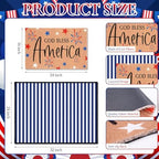 2 Pcs God Bless America Door Mats, 4th of July Patriotic Welcome Mat Non-Slip Coir Doormat with Blue White Stripes, Layered Rug for America 250th Anniversary, Front Porch Entryway Decor - Image 2