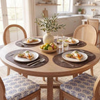 MOSAYT Vinyl Faux Leather Oval Placemats, Set of 8, Coffee - Image 2