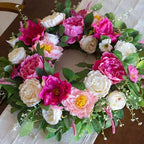 24 Inch Spring Summer Wreaths for Front Door Outside with Peony & Rose - Image 6