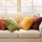Topfinel Throw Pillow Cover 4pc Set - Multi Yellow Burnt Orange Combo - 22" x 22" Solid Cozy Corduroy Square Accent Decorative Cushion Case for Couch Sofa Chair Bed - Image 4