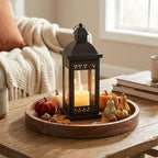 Hosley 15" Clear Glass Iron Lantern - Large Black Classic Style, Decorative Candle Holder for Weddings, Parties, Aromatherapy, Spa, LED Candles, Home Décor Gift - Image 4