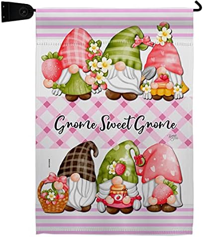 Gnome Sweet Garden Flag Set Mailbox Hanger Life Home Flower Vintage Rustic Everyday Floral Classic Small Decorative Gift Yard House Banner Double-Sided Made In USA 13 X 18.5 by Breeze+Decor