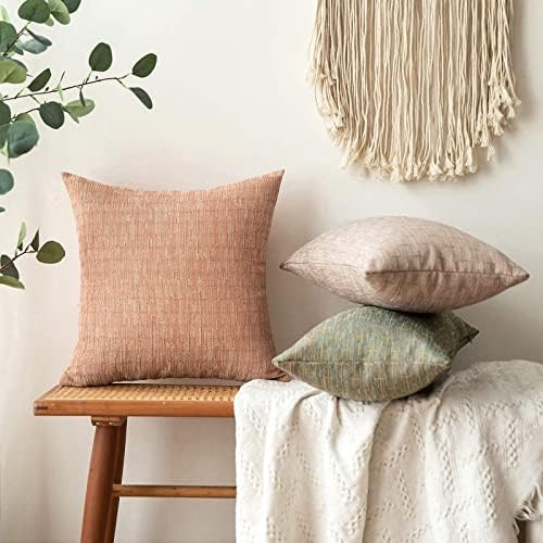 MIULEE Pack of 2 Decorative Burlap Linen Throw Pillow Covers Modern Farmhouse Pillowcases Rustic Woven Textured Cushion Cover for Sofa Couch Bed 24x24 Inch Khaki - Image 5