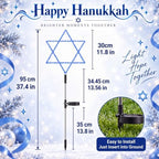 Fumete 4 Pack Hanukkah Outdoor Decorations, Solar Lights Star of David Blue - Image 2
