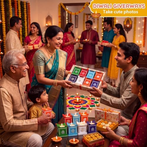Conelist 6 Pcs Diwali Candles Tulsi Wax Diya Indian Gift Set Diwali Decor - Image 6