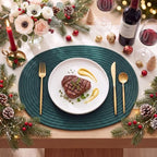 Oval Woven Placemats Set of 6, Cotton Rope 16x12 Inch, Green - Image 4