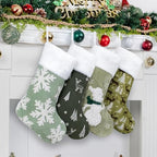 LUBOT Set of 4 Pack Christmas Stockings Applique Sequin Embroidery Craft Mix Plush Classic Rustic Large Family Xmas Stocking Set Fireplace Hanging Holiday Decor - Image 2