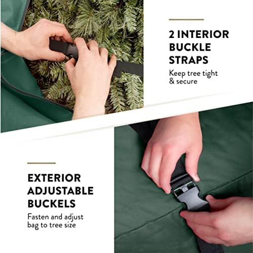ZOBER 600D Oxford Fabric Rolling Christmas Tree Storage Bag - Fits 7.5 Ft Artificial Trees - Waterproof Christmas Tree Bag For Storage Box For Xmas, Durable Handles and Wheels - Card Slot - Green - Image 4