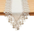 Natural Beige Floral Lace Table Runner Dresser Scarf (16” x108”) by Winotic