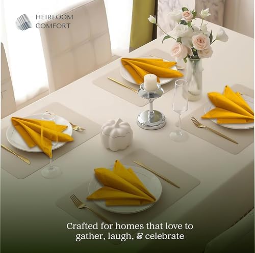 Mustard Yellow Cloth Napkins 18"x18" - Set of 12-100% Cotton, Absorbent, Reusable, Soft, Washable - Hemstitch Mitered Edges - Ideal for Dinner, Everyday, Baby Showers, Events - Image 2