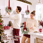 Riceshoot 6 Pcs 10'' Mini Christmas Cabinet Wreath Small Wreaths with Bow - Image 5