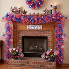 Suncalla 6 ft Red White Blue Garland 4th of July Patriotic Flower Garland for Mantle Artificial 250th Decoration with Daisy Lavender Vine Memorial Day Faux Floral for Independence Table Decor - Image 4